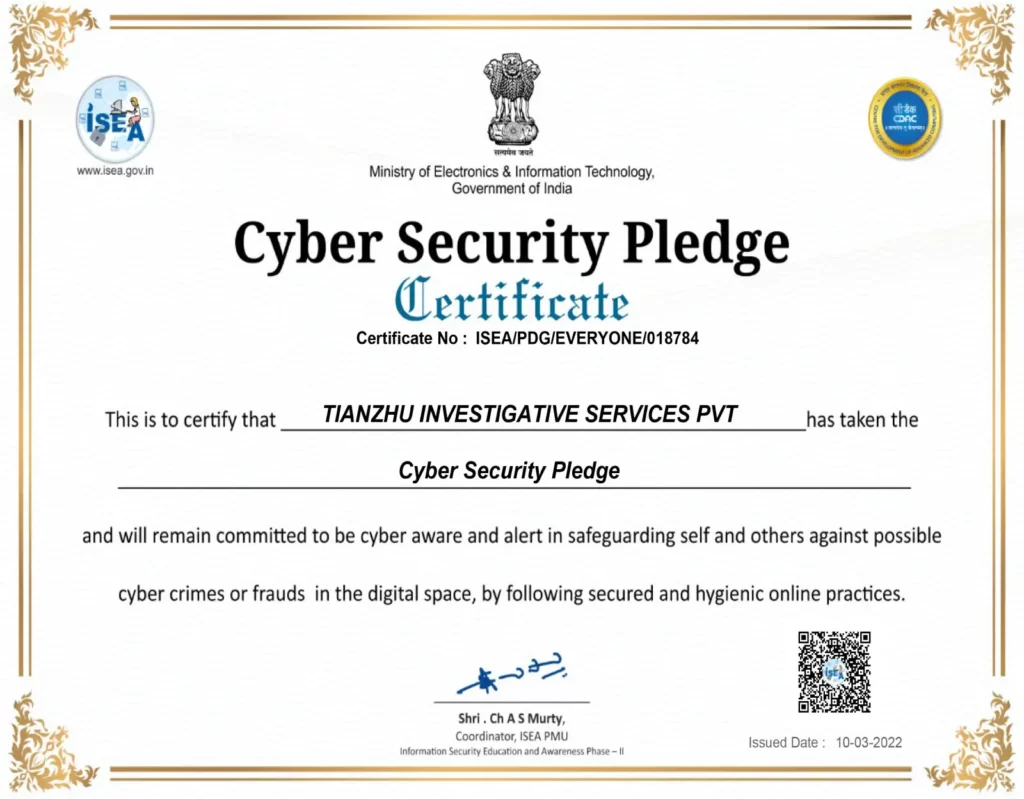 Cyber Security Pledge Certificate..