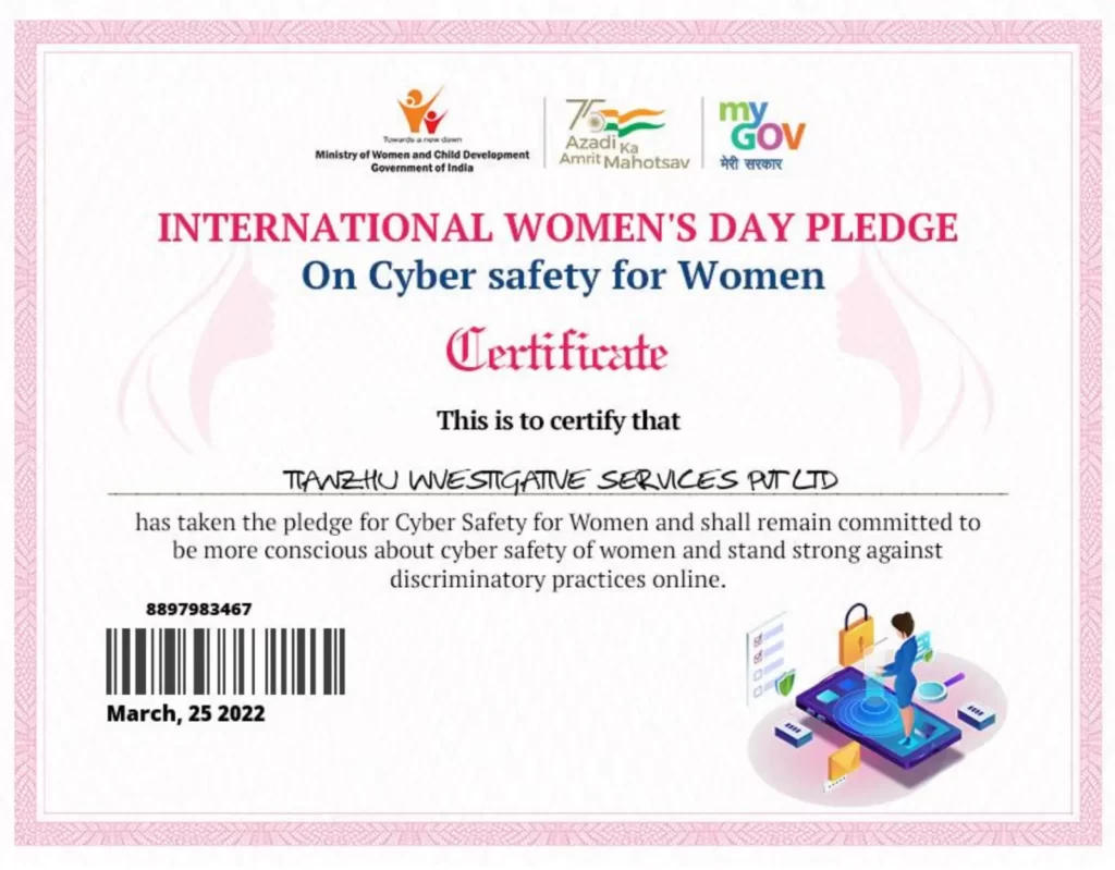 International Women day pledge Certificate.