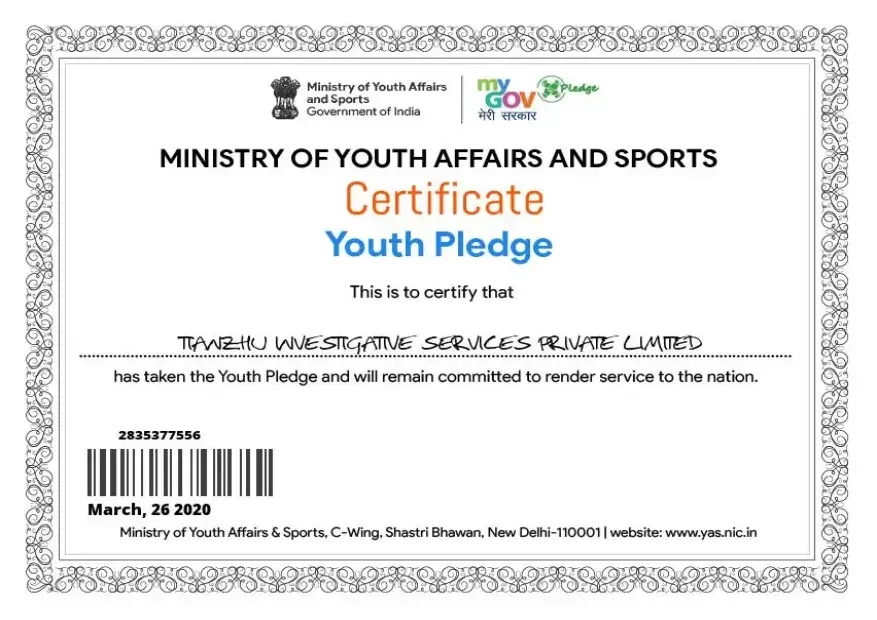 Certificate youth pledge.