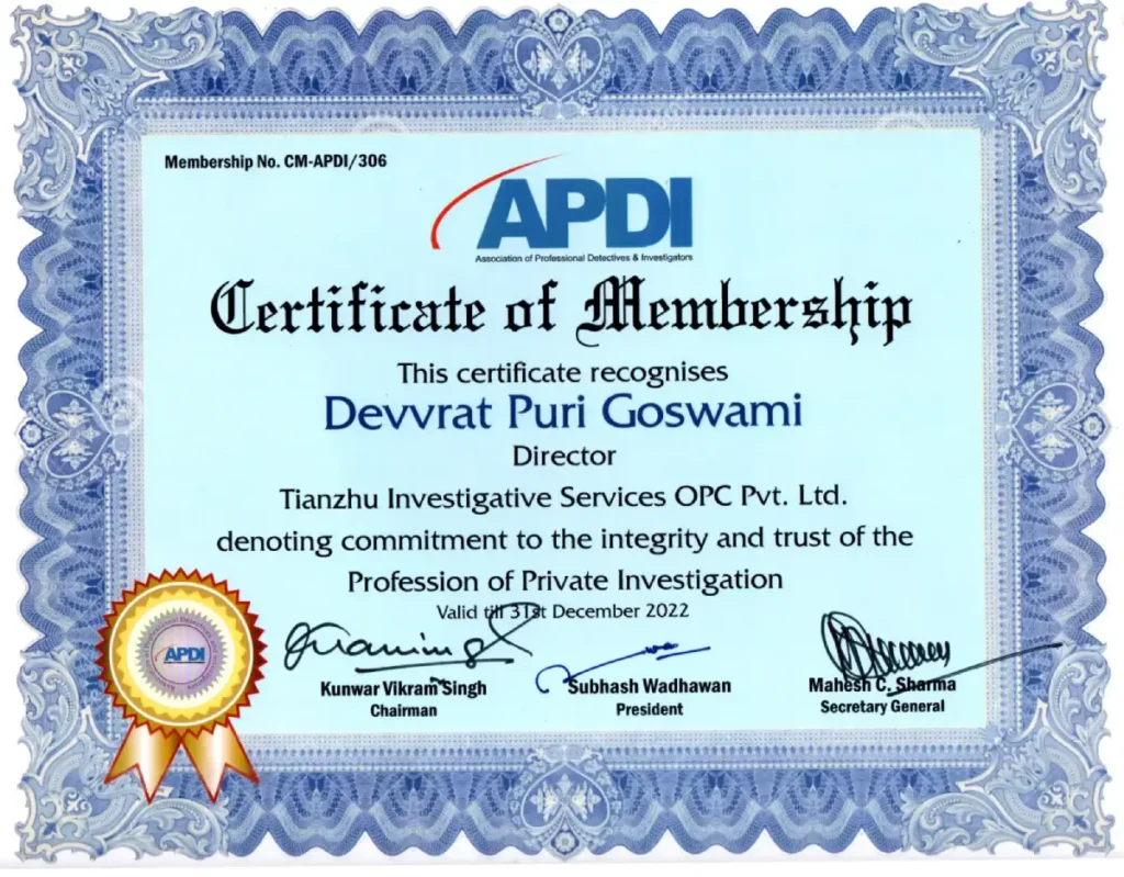 APDI Certificate of Membership 2022